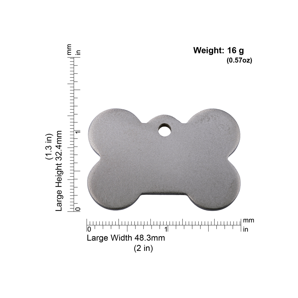 Measurements | ID Tag Titanium Bone-large