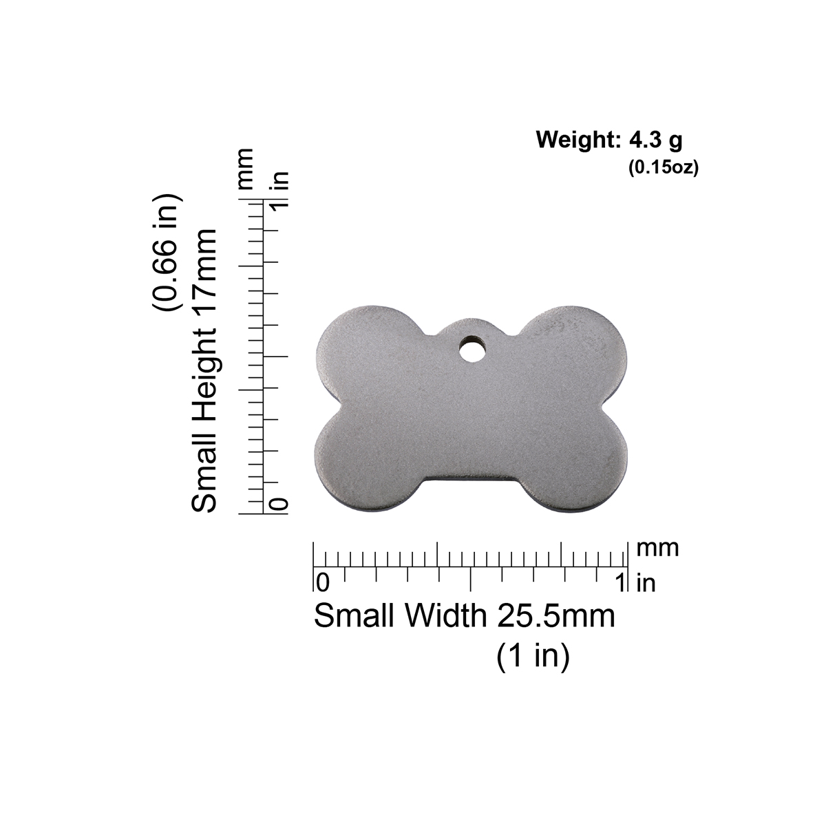 Measurements | ID Tag Titanium Bone-small