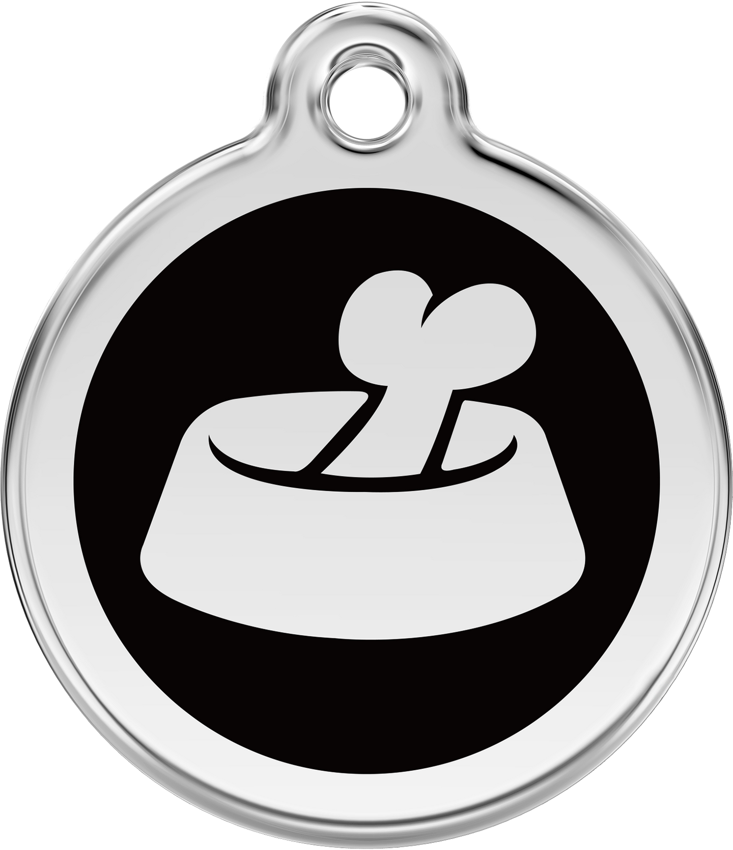 Pet Identification Tag | Bone in Bowl - black