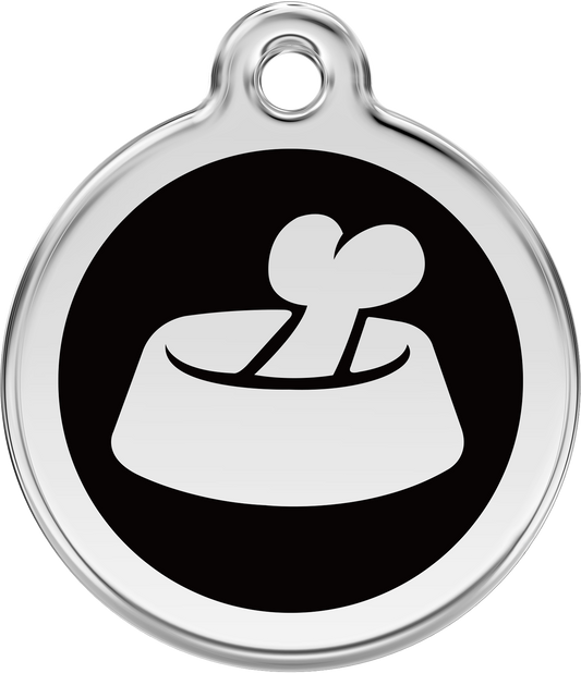 Pet Identification Tag | Bone in Bowl - black