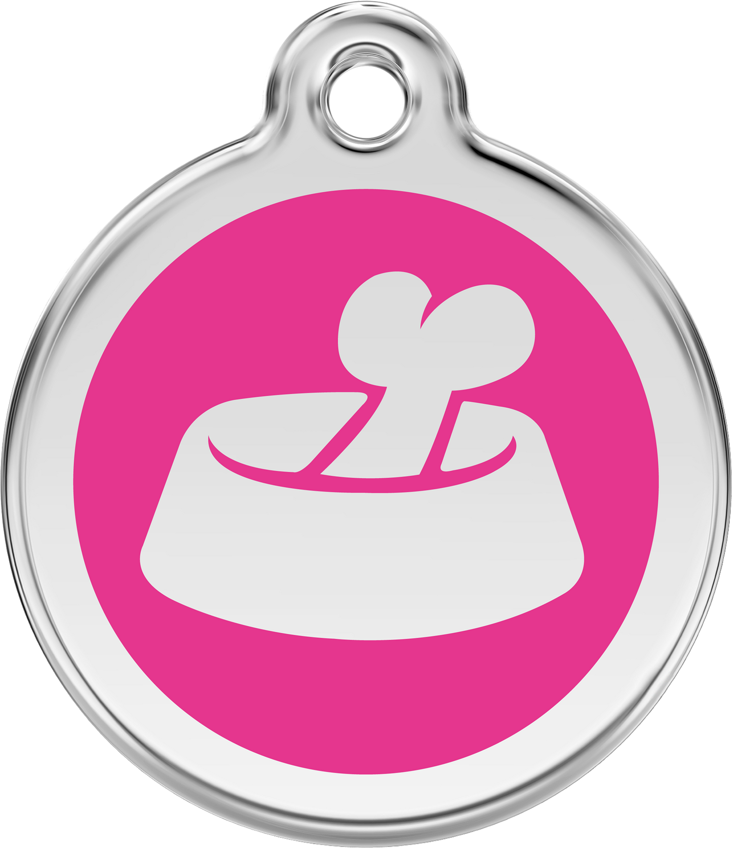 Pet Identification Tag | Bone in Bowl - pink