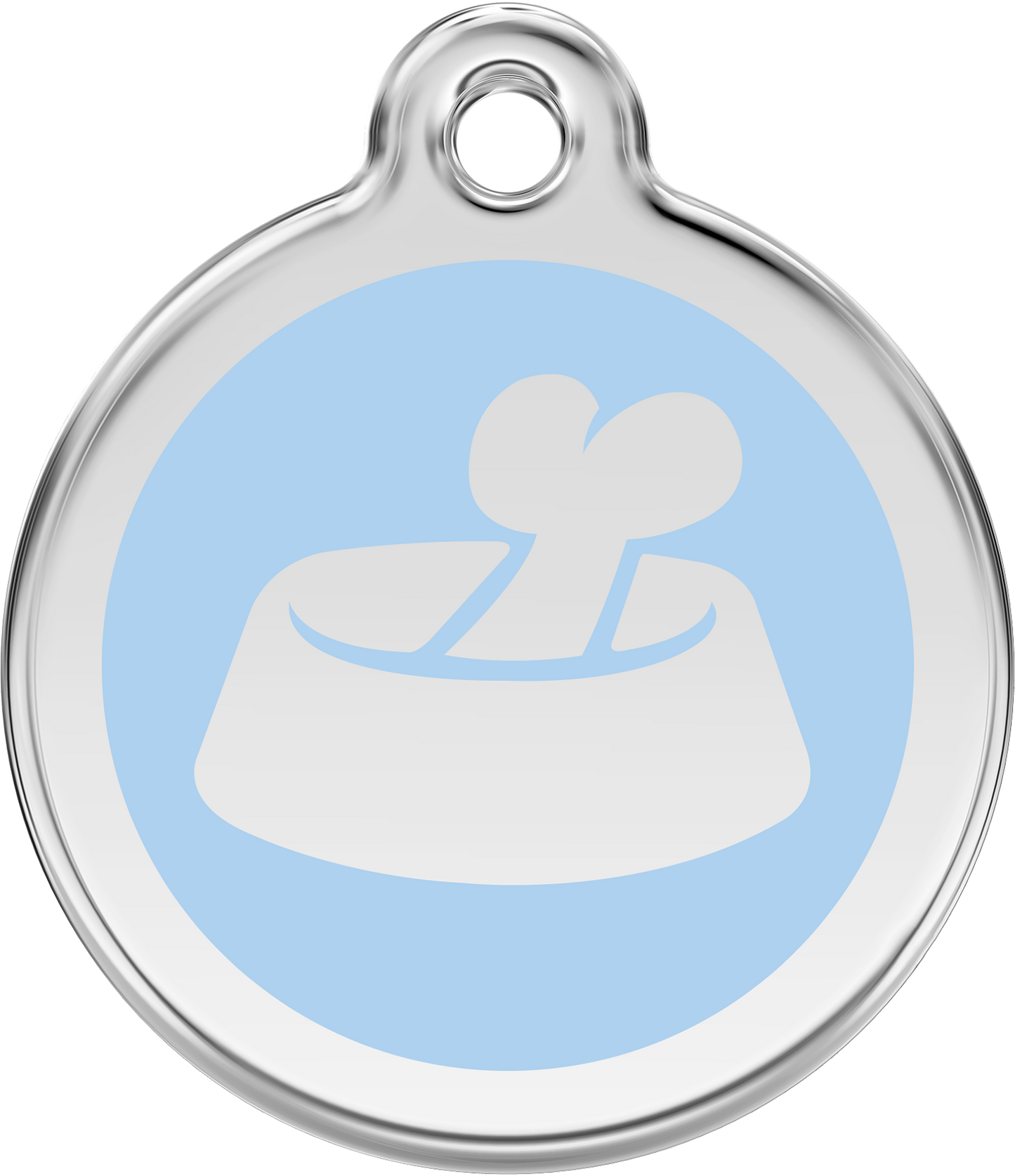 Pet Identification Tag | Bone in Bowl - light blue