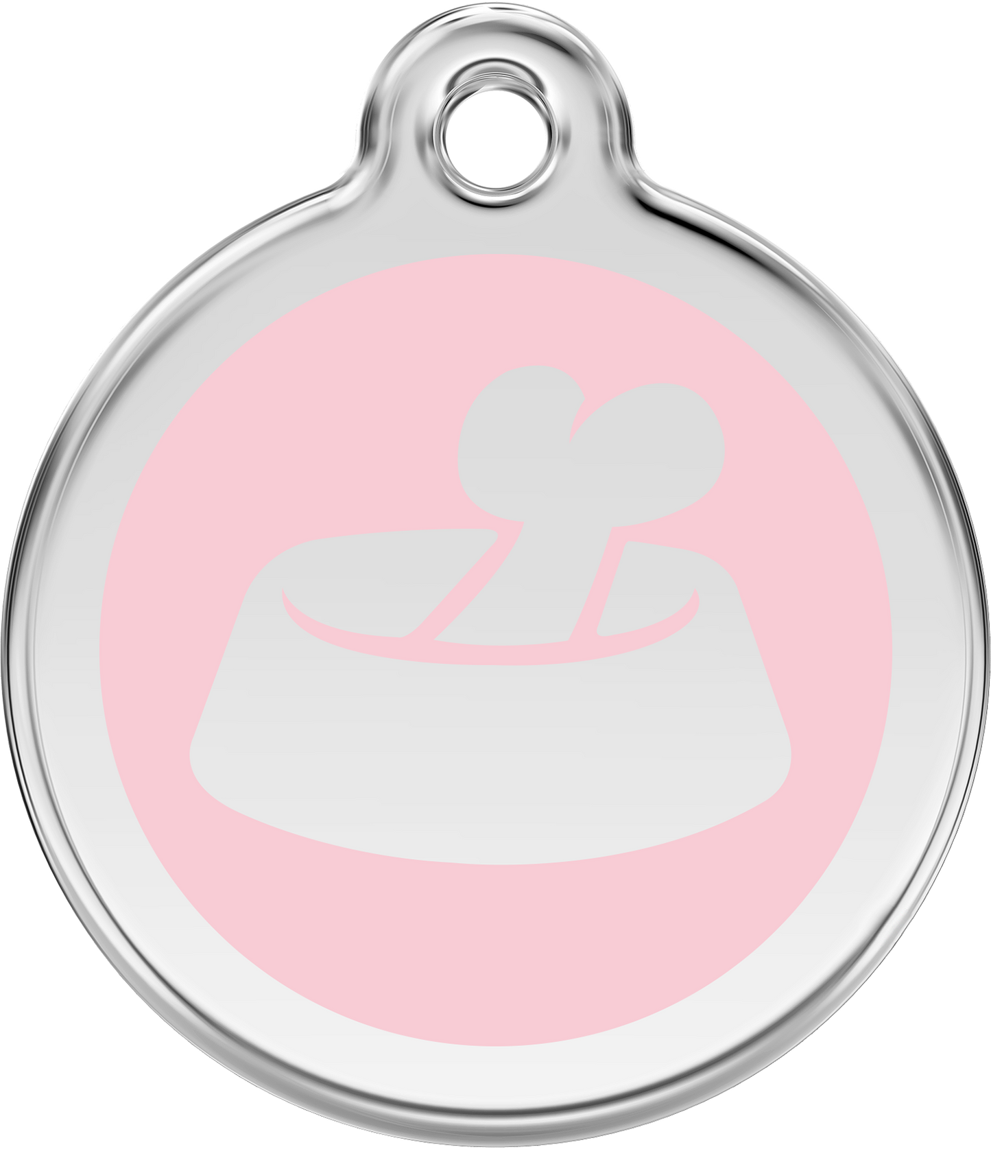Pet Identification Tag | Bone in Bowl - light pink