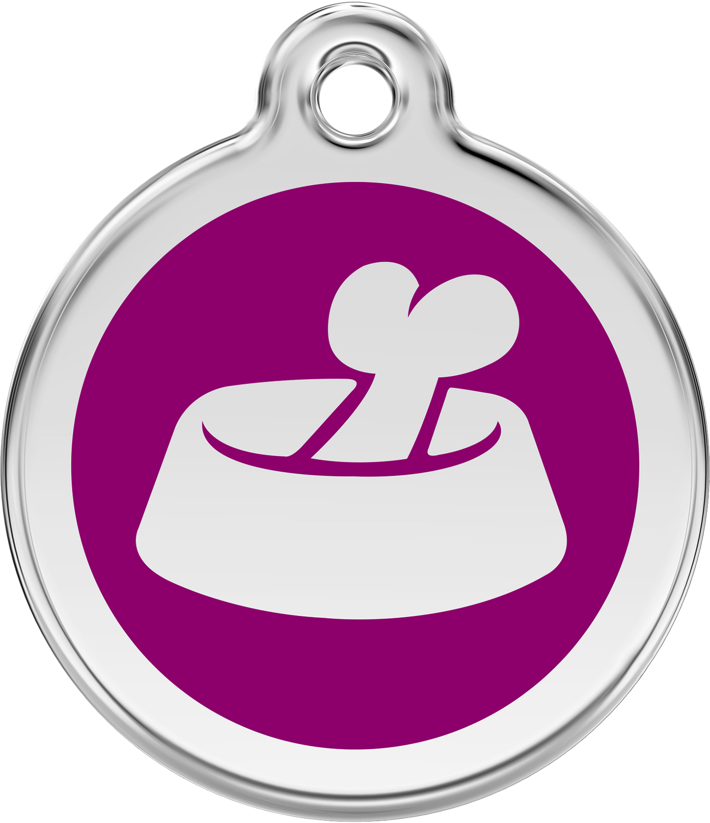 Pet Identification Tag | Bone in Bowl - purple