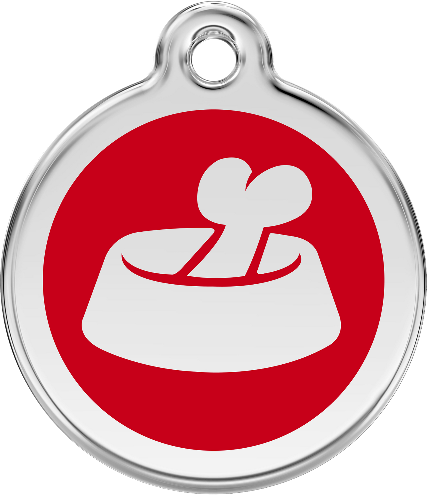 Pet Identification Tag | Bone in Bowl - red