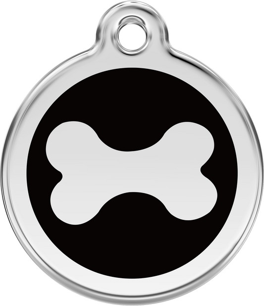 Pet Identification Tag | Bone - black