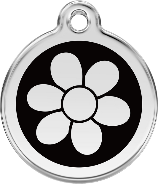 Pet Identification Tag | Flower - black