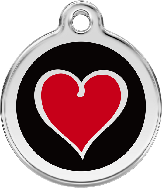 Pet Identification Tag | Love Heart - red/black