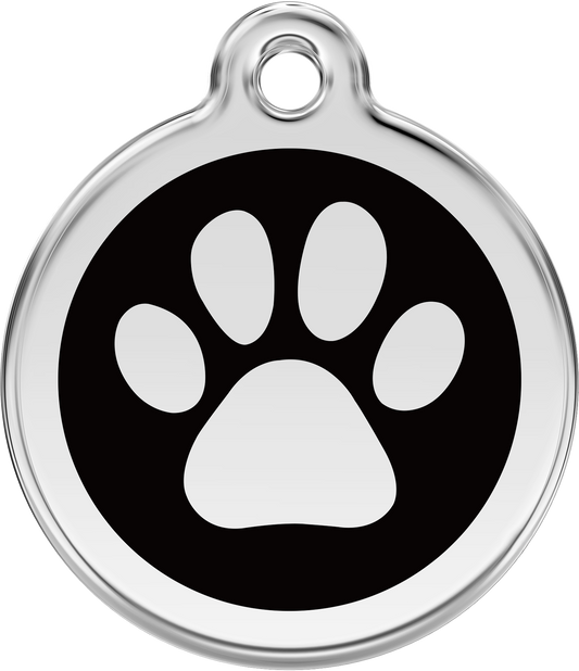 Pet Identification Tag | Paw Print - black