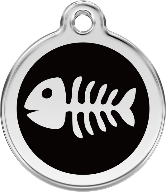 Pet Identification Tag | Fish Bone - black