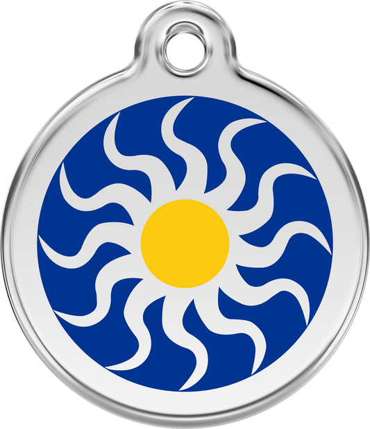 Pet Identification Tag | Tribal Sun - blue