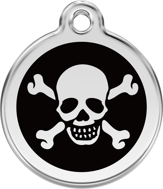 Pet Identification Tag | Skull & Cross Bones - black