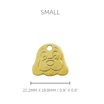 Pet ID Tag Brass Dog Face - small