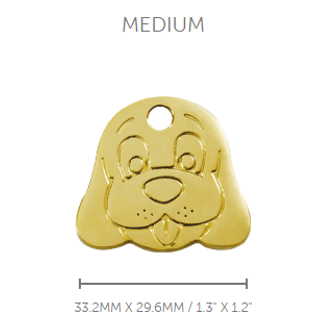 Pet ID Tag Brass Dog Face - medium