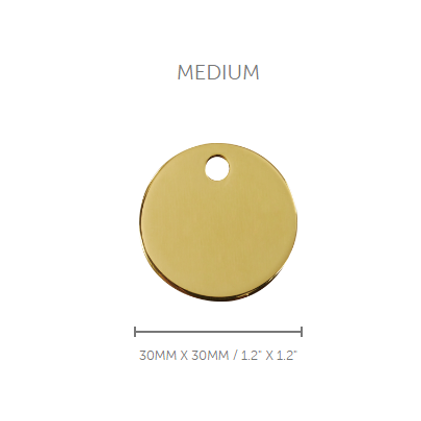 Pet ID Tag Brass Circle - medium