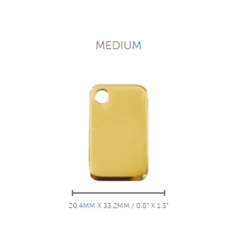 Pet ID Tag Brass Rectangular - medium