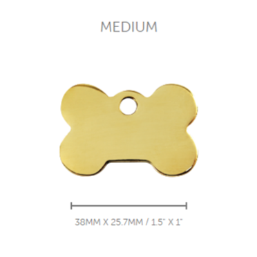 Pet ID Tag Brass Bone - medium