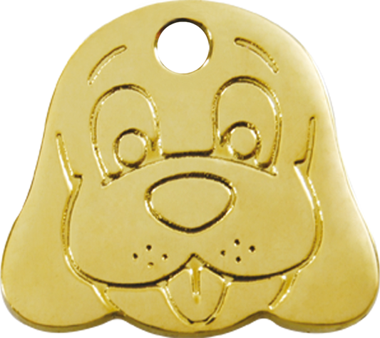 Pet ID Tag Brass Dog Face