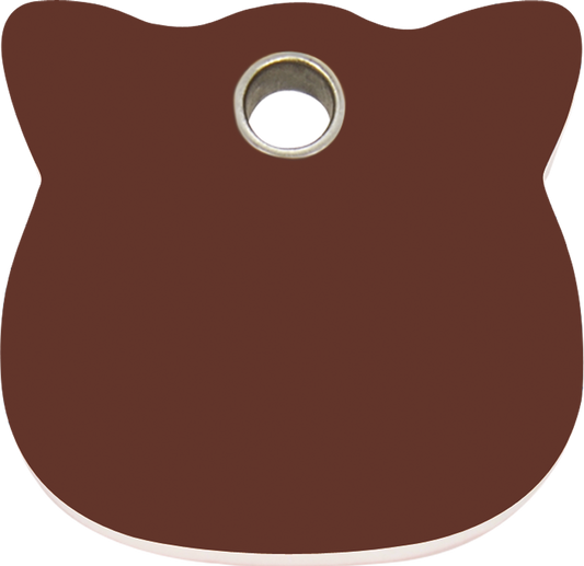 Pet Identification Tag Plastic | Cat Head - brown