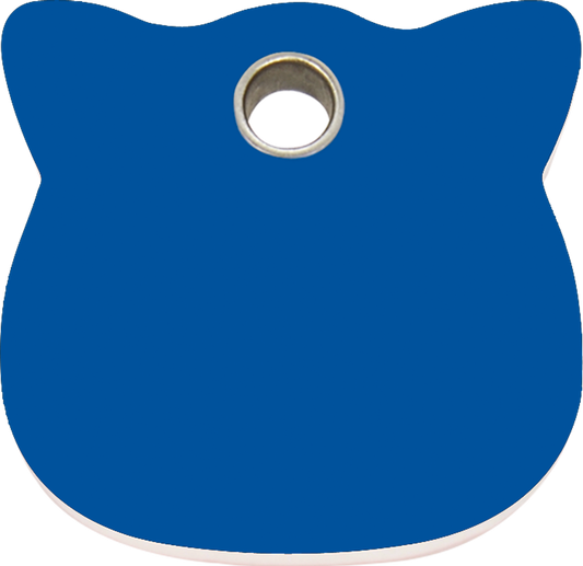 Pet Identification Tag Plastic | Cat Head - blue