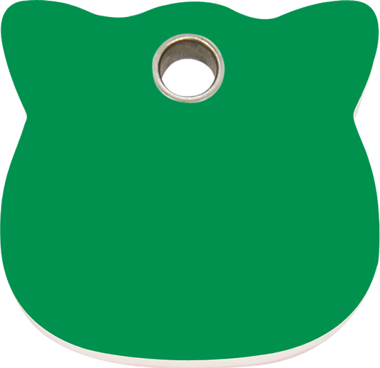 Pet Identification Tag Plastic | Cat Head - green