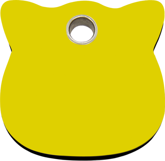 Pet Identification Tag Plastic | Cat Head - yellow