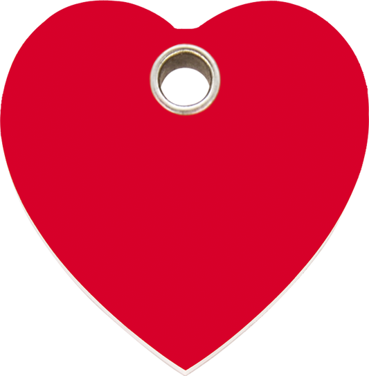 Pet Identification Tag Plastic Heart - red