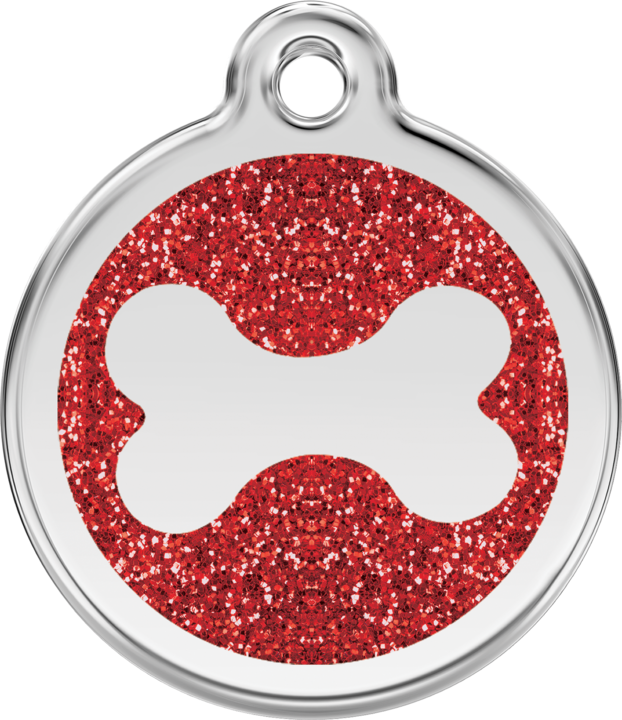 Pet Identification Tag | Glitter Bone - red