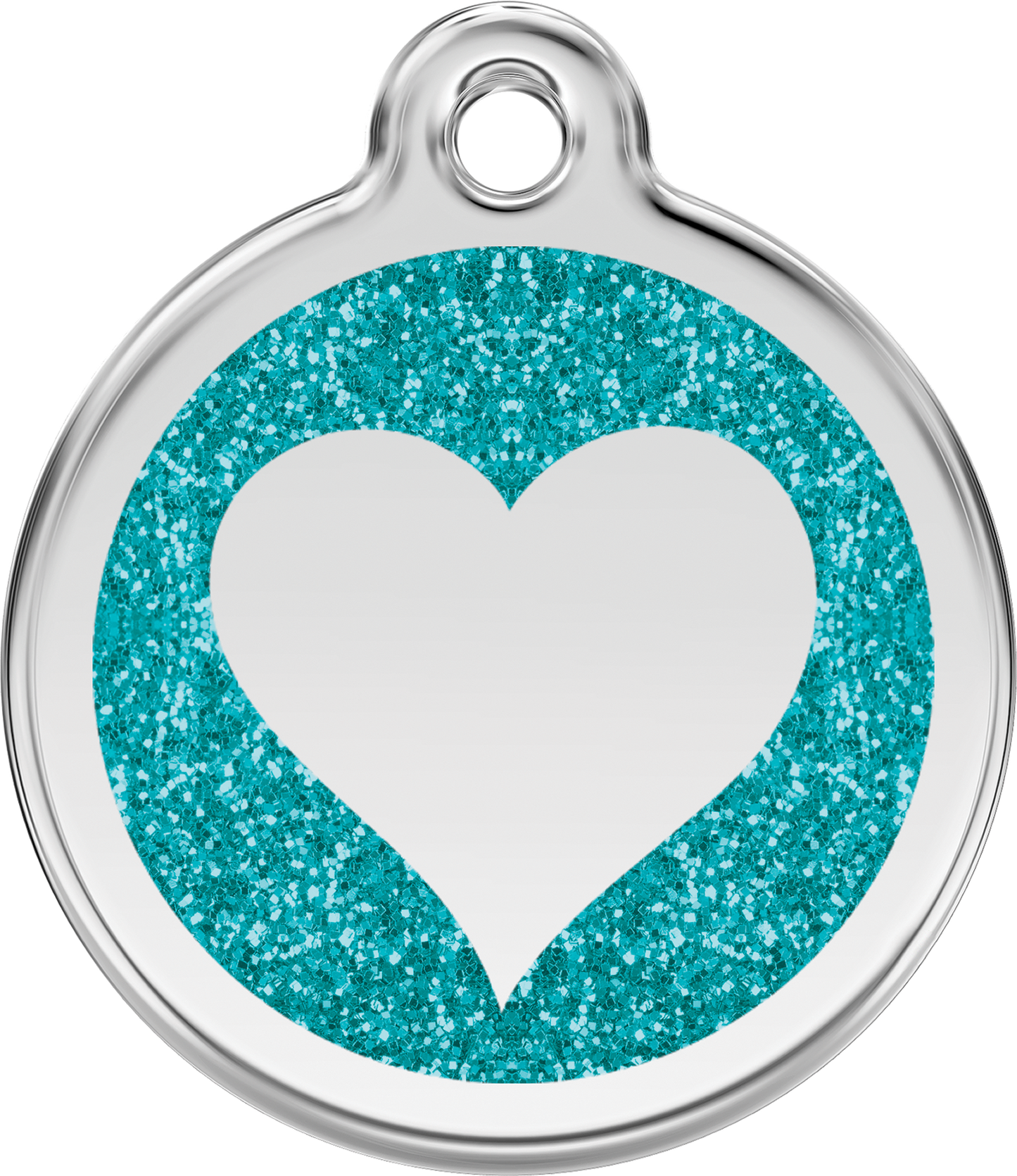 Pet Identification Tag | Glitter Heart - aqua