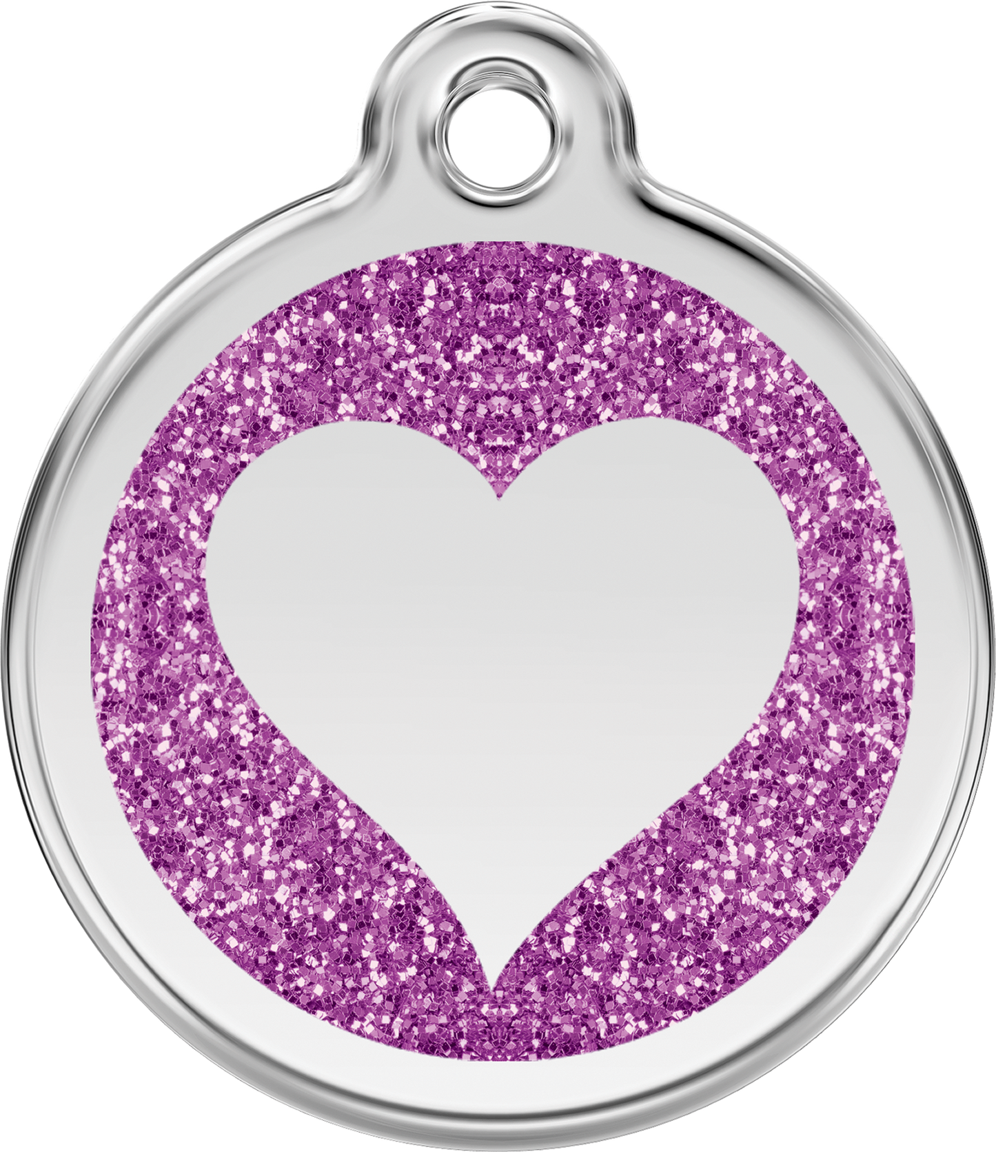 Pet Identification Tag | Glitter Heart - purple