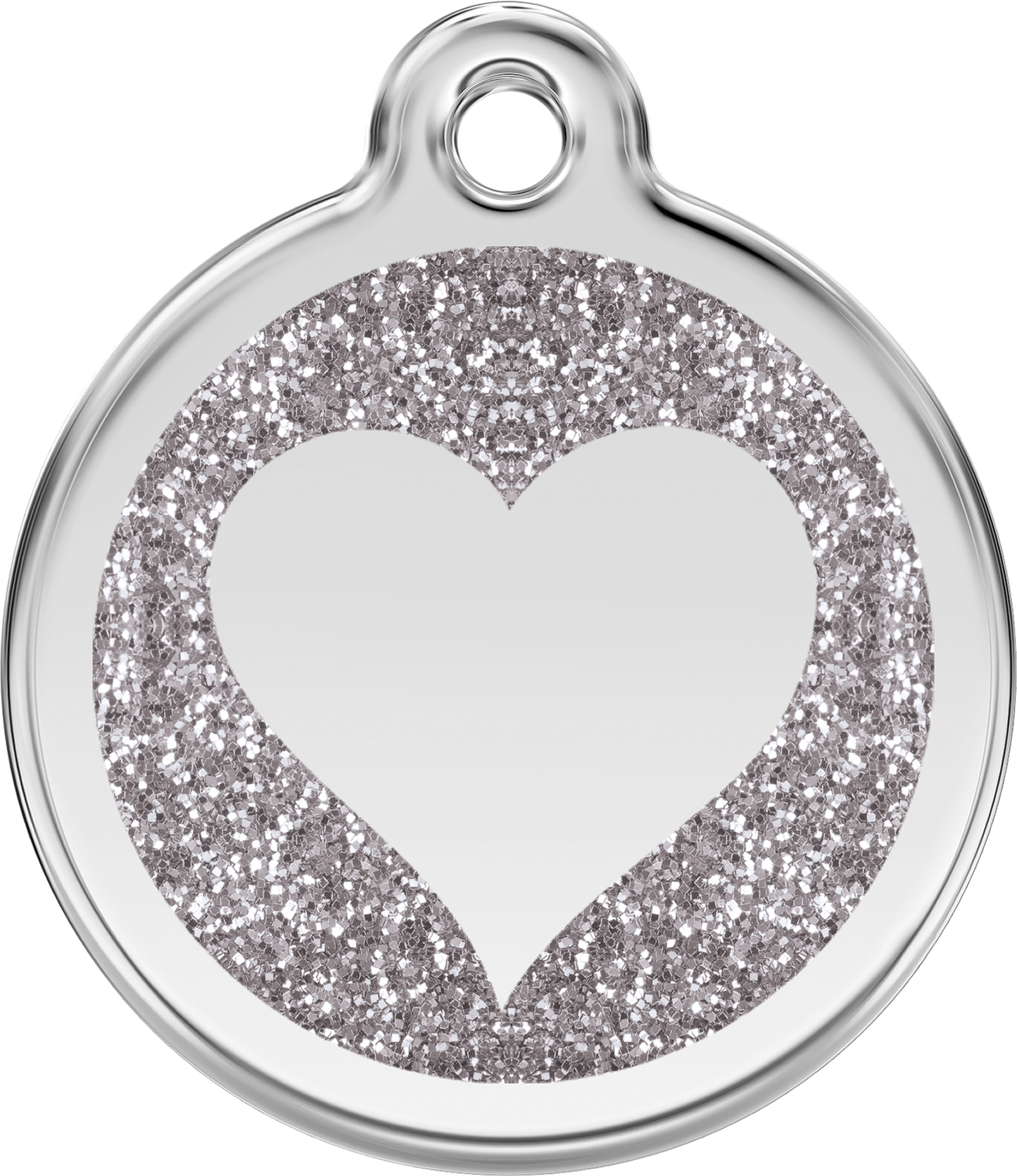 Pet Identification Tag | Glitter Heart - silver
