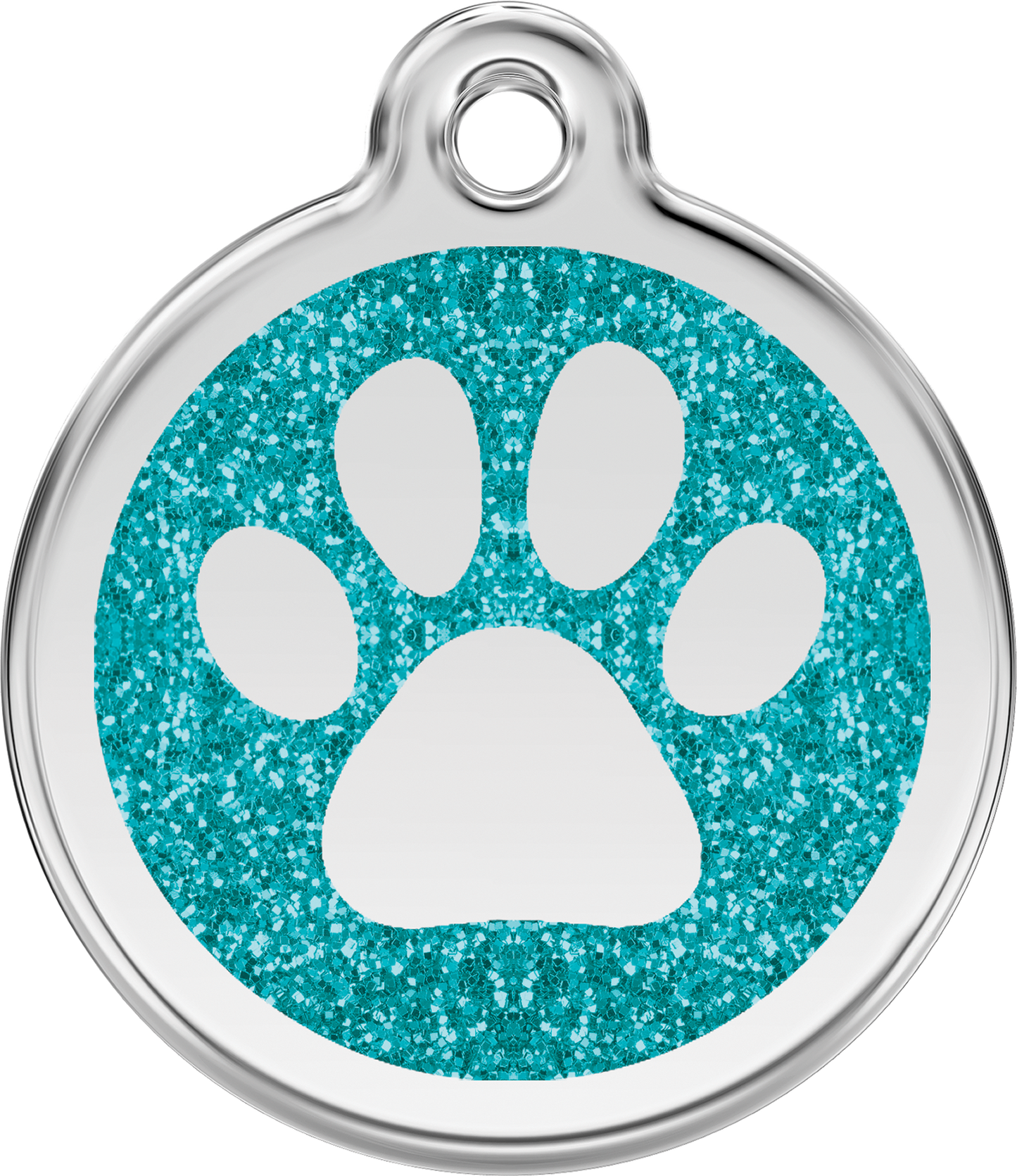 Pet Identification Tag | Glitter Paw Print - aqua