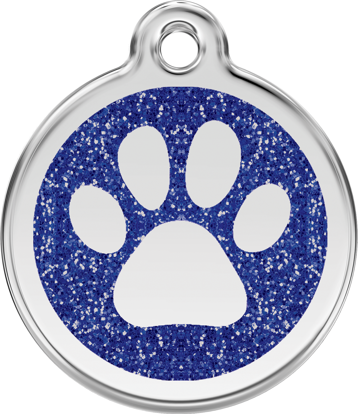 Pet Identification Tag | Glitter Paw Print - blue