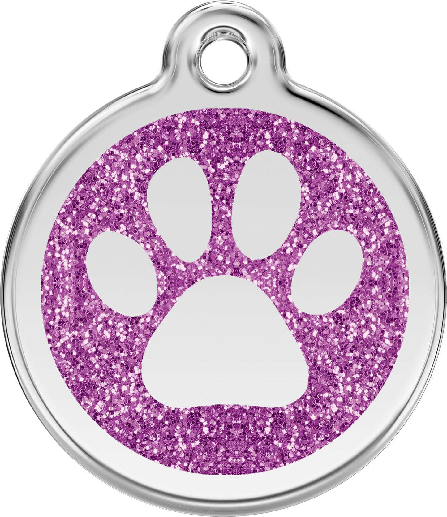 Pet Identification Tag | Glitter Paw Print - purple