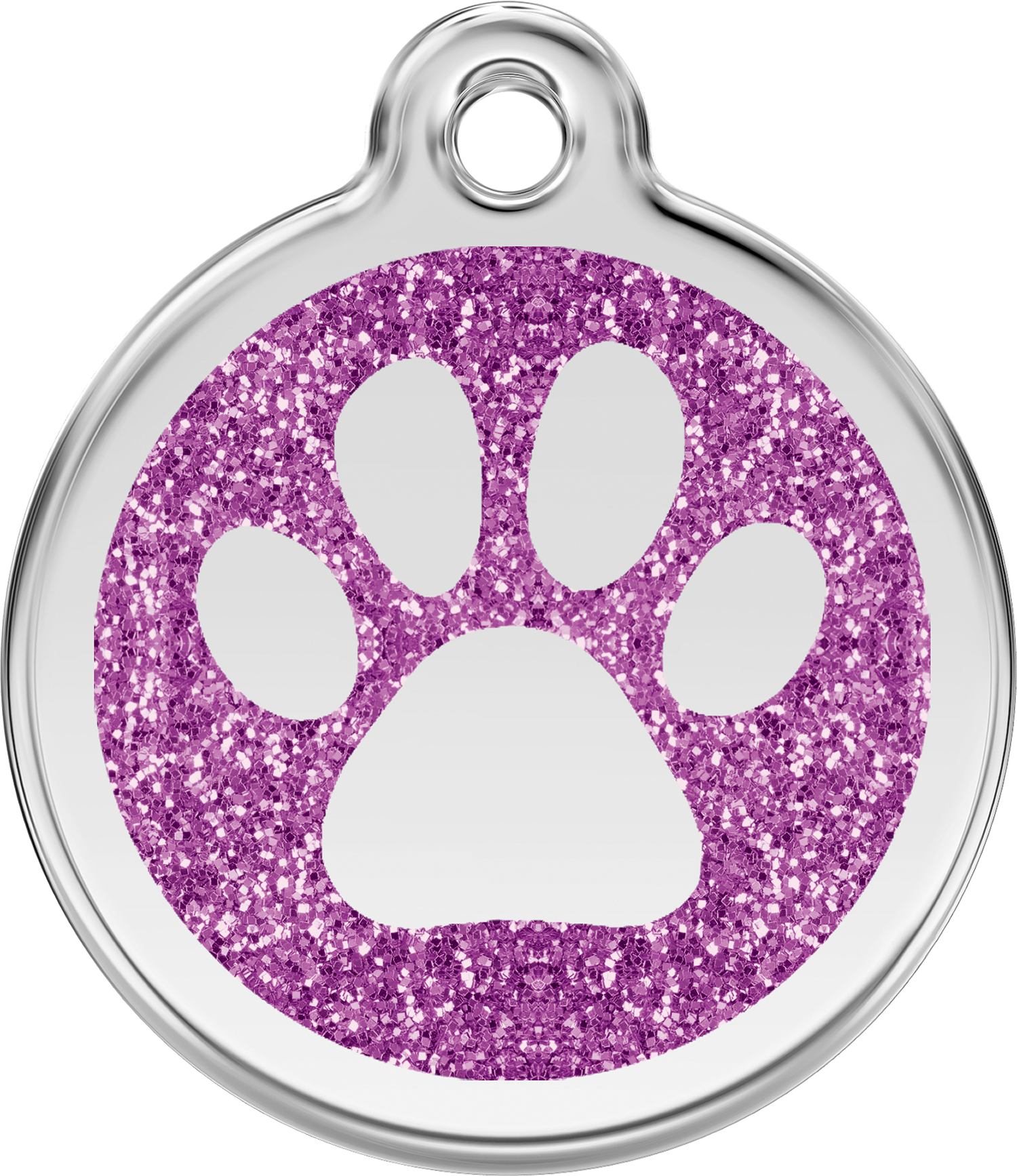 Pet Identification Tag | Glitter Paw Print - purple