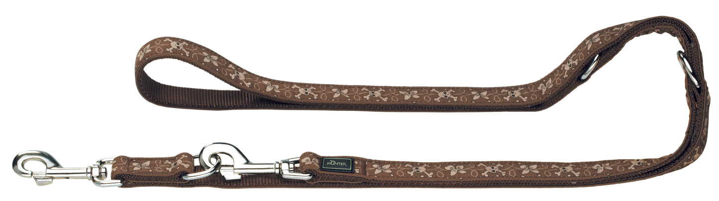 Dog Training Leash | Nylon Krazy Scull Flower - brown