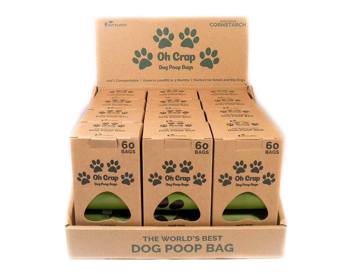 Dog Waste Bags Poo Bags | Compostable & Biodegradable by Oh Crap - Display