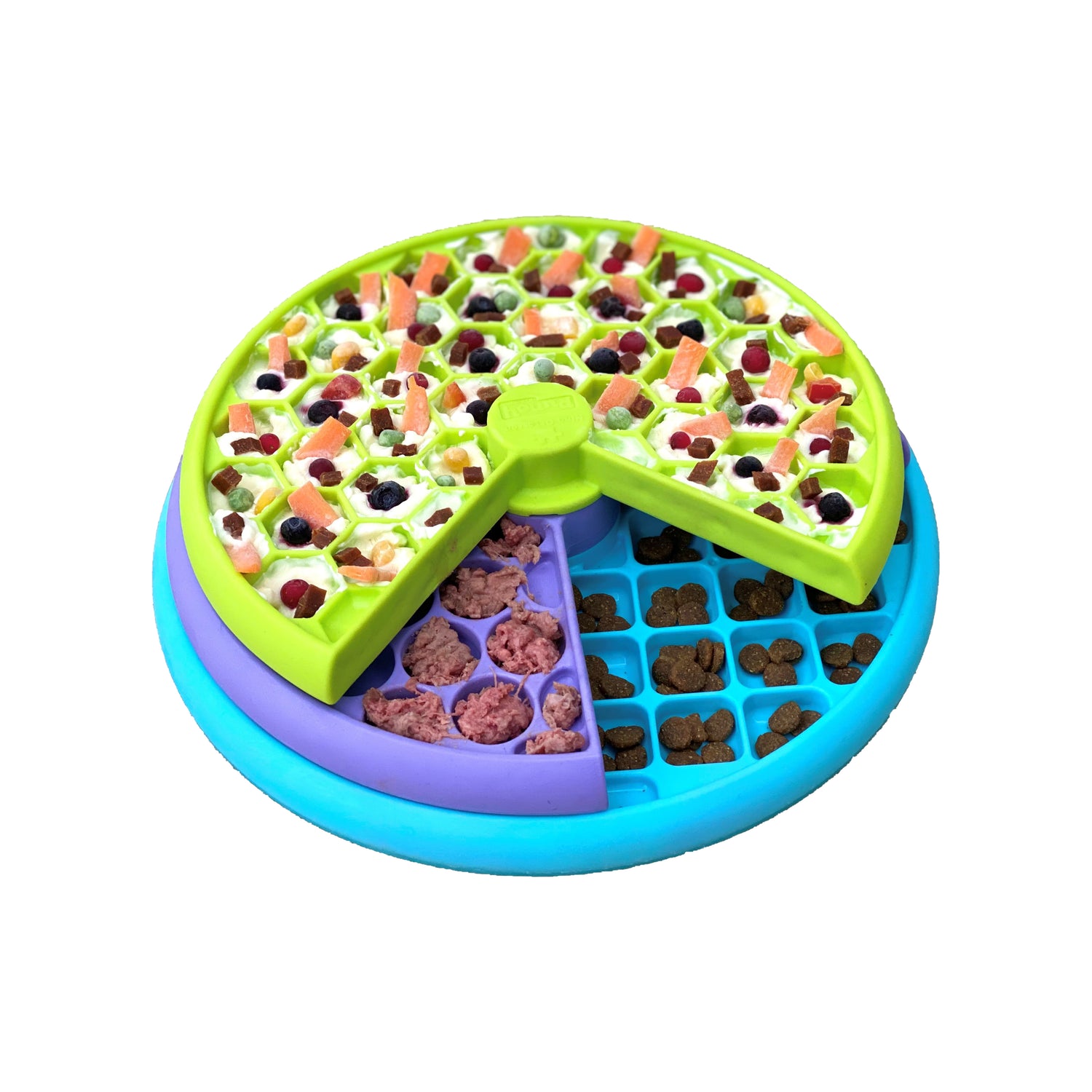 Outward Hound Lickin' Layers Dog Puzzle & Feeder by Nina Ottosson with kibble
