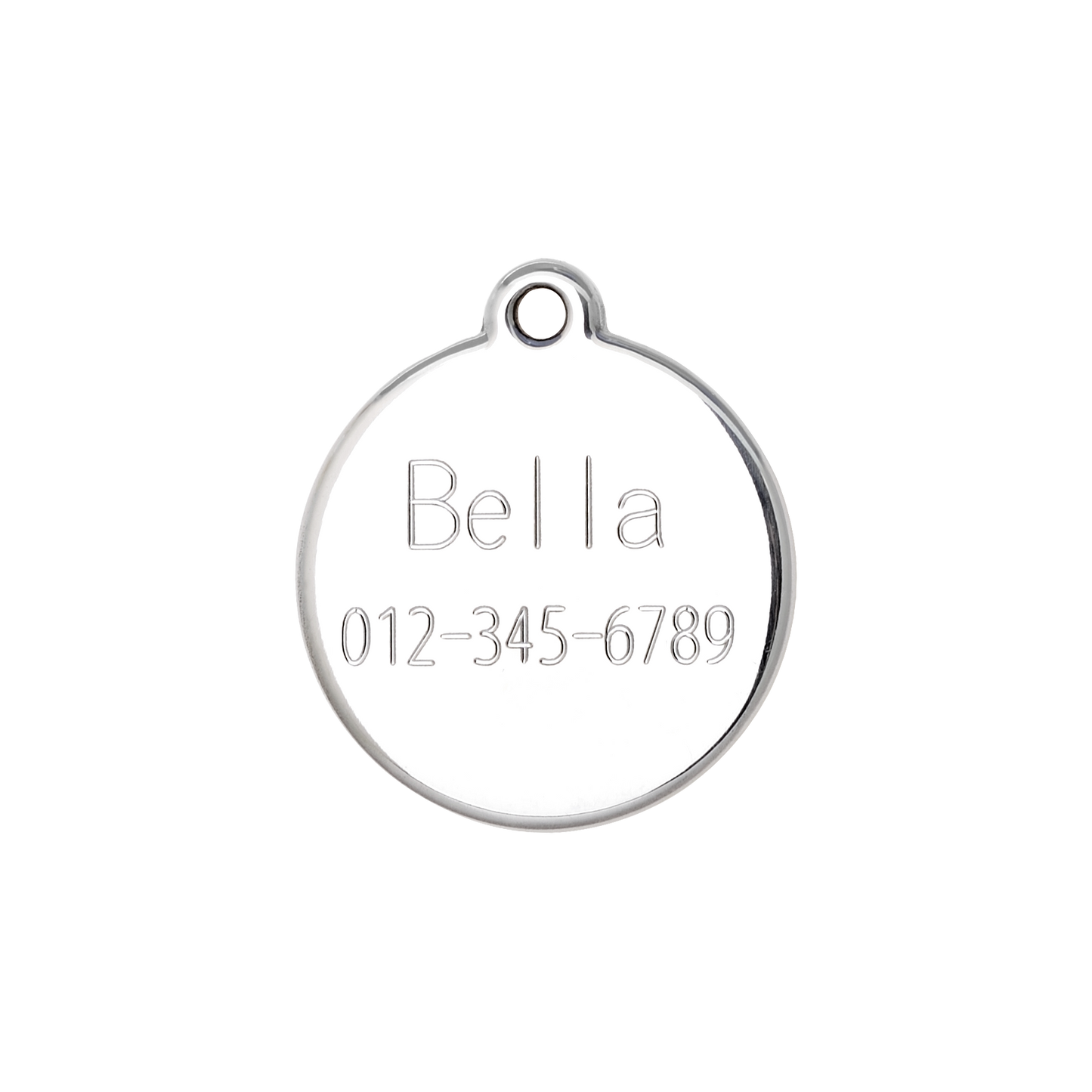 Engraved Tag w/ name 'Bella' and phone number for reference