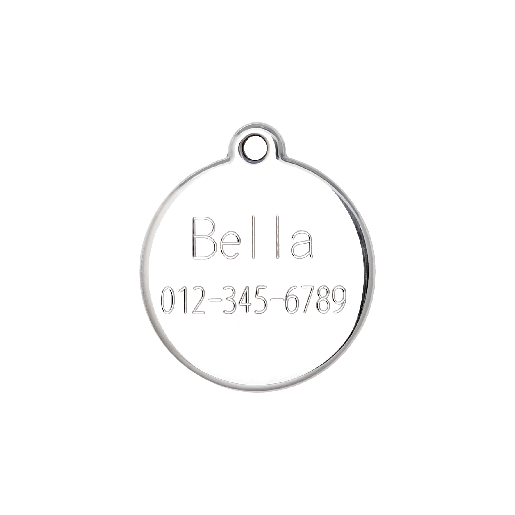 Engraved Tag w/ name 'Bella' and phone number for reference