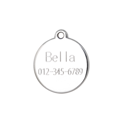 Engraved Tag w/ name 'Bella' and phone number for reference