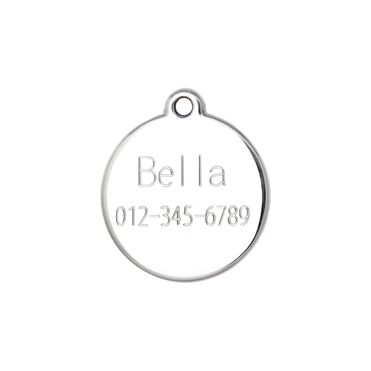 Engraved Tag w/ name 'Bella' and phone number for reference