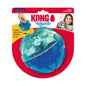 Kong Rewards treat dispenser toy packaging with a blue and clear ball design on a red and yellow background.