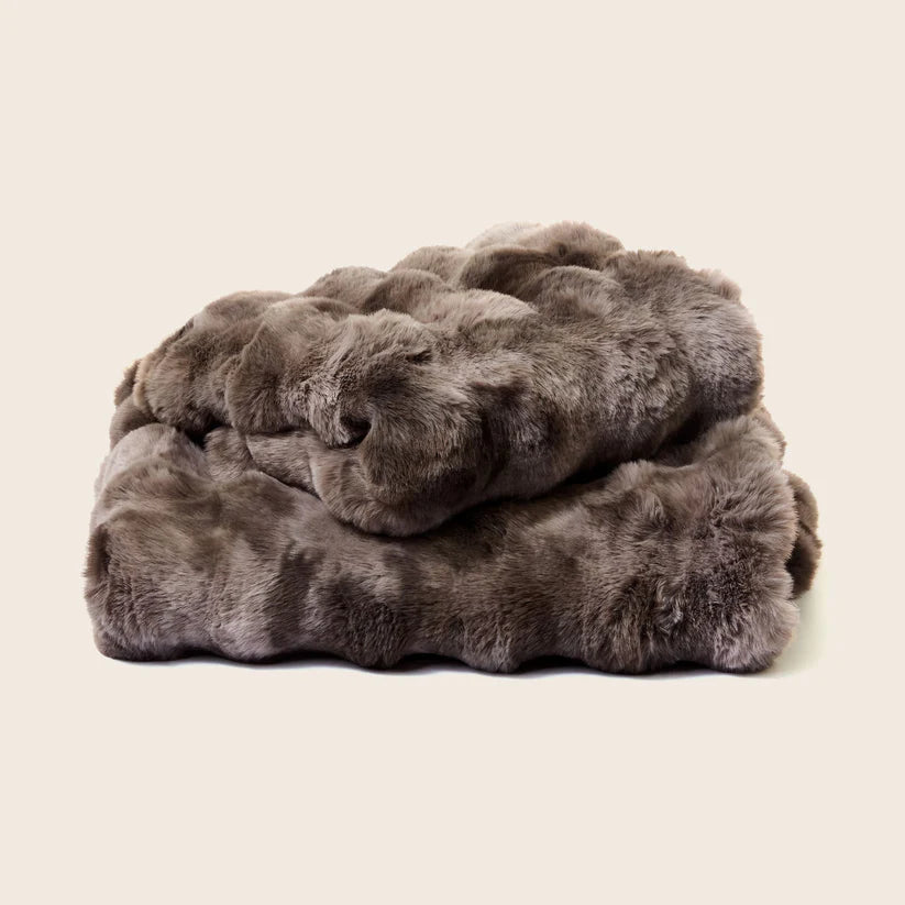 Luxe Bubble Fur Blanket [Brown]