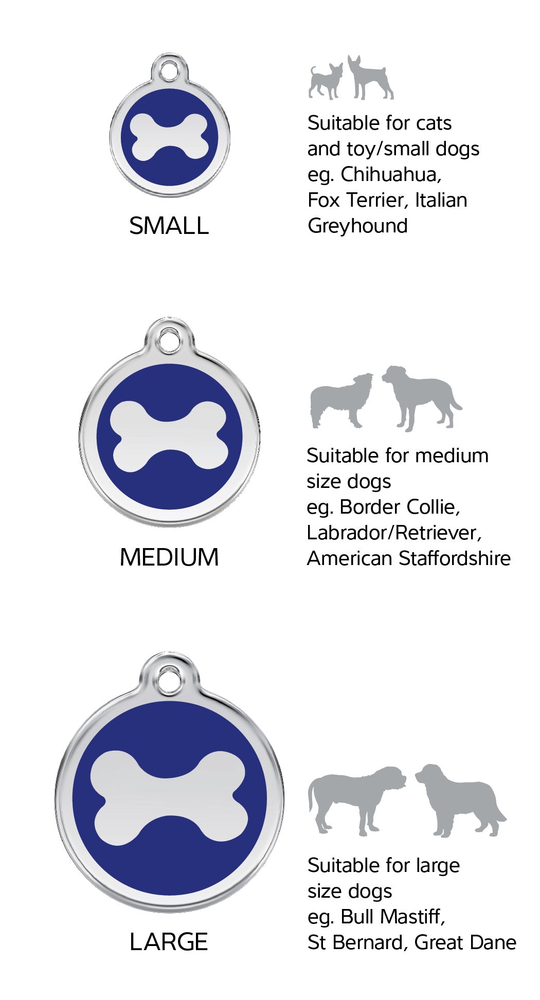 Size Guide | ID Tags Enamel w/ breed reference
