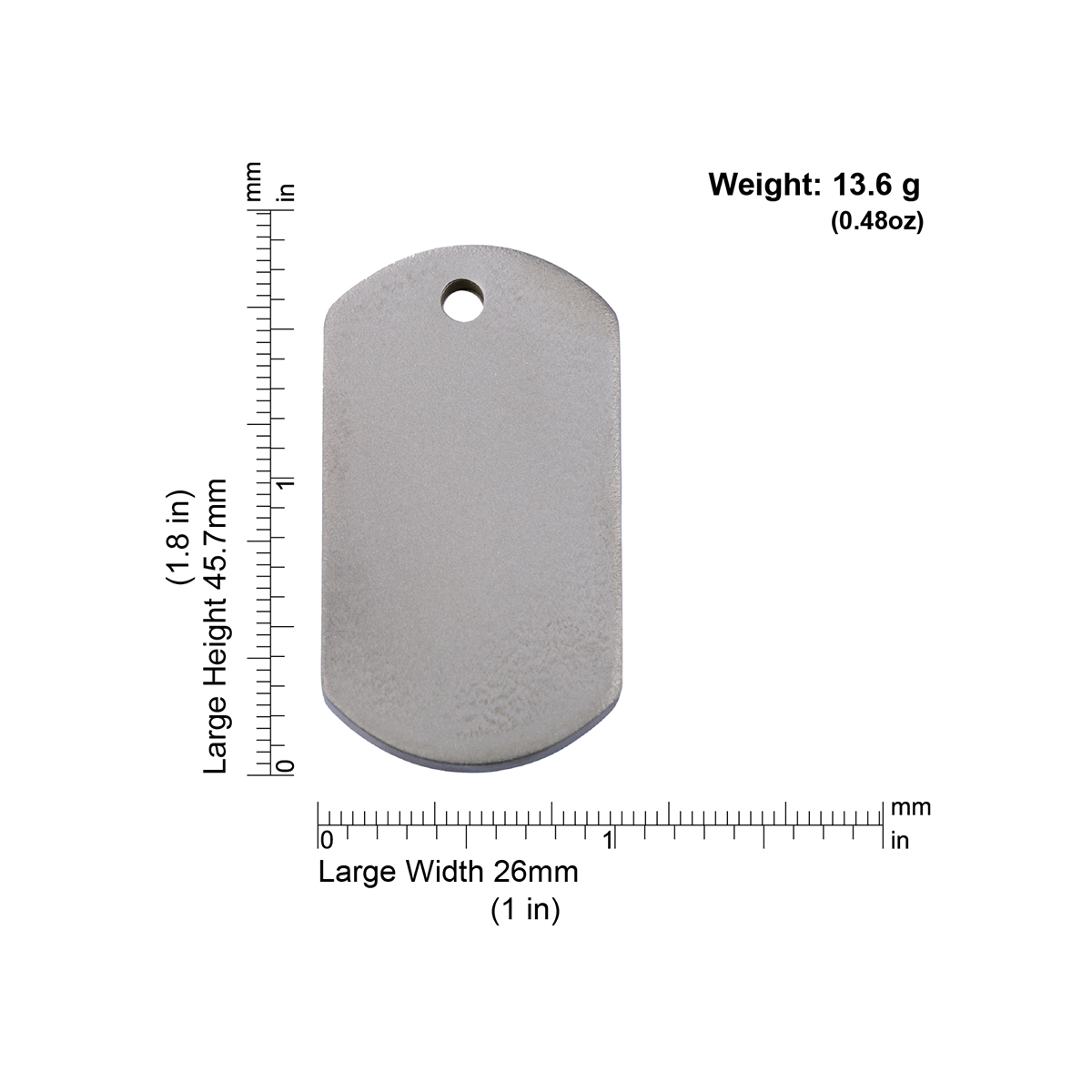 Measurements | ID Tag Titanium [Rectangular] -large