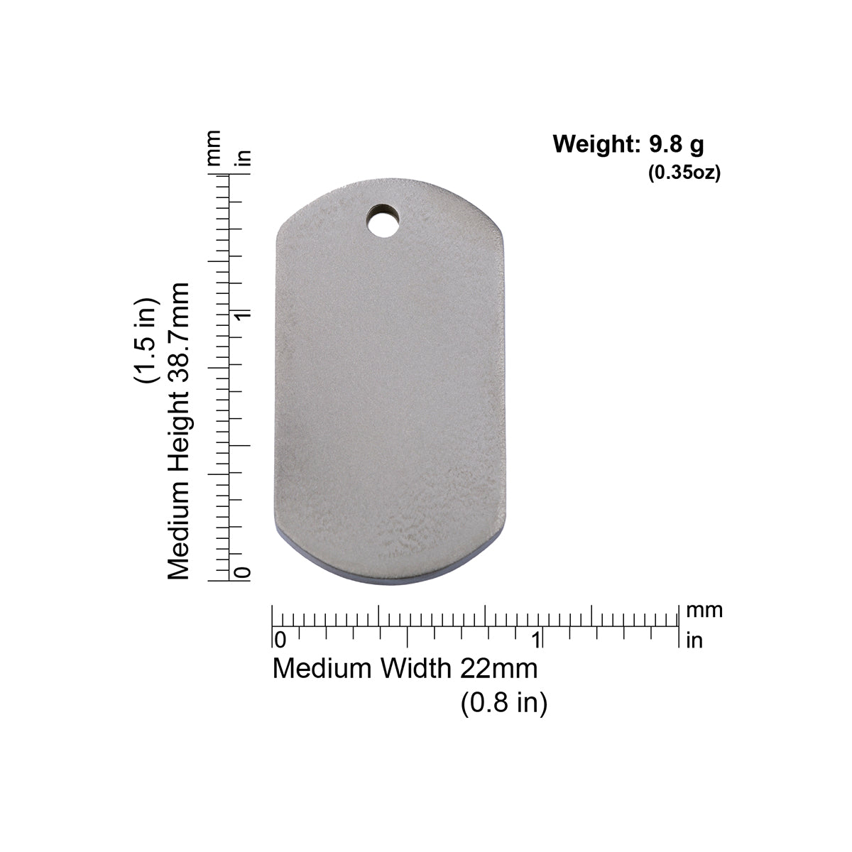 Measurements | ID Tag Titanium [Rectangular] -medium