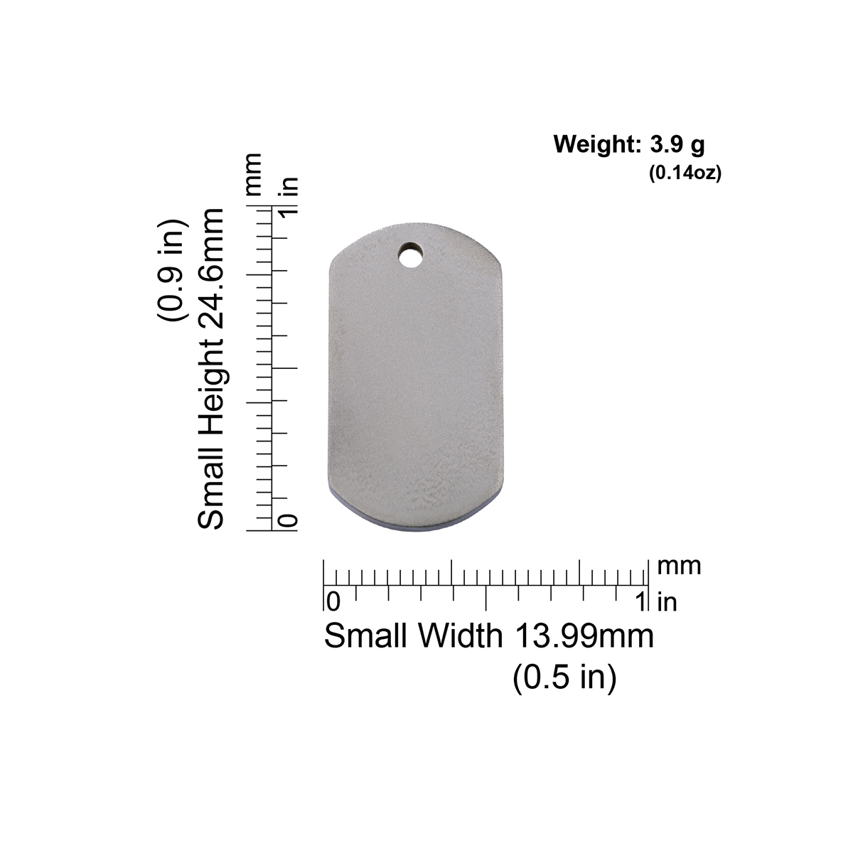 Measurements | ID Tag Titanium [Rectangular] -small