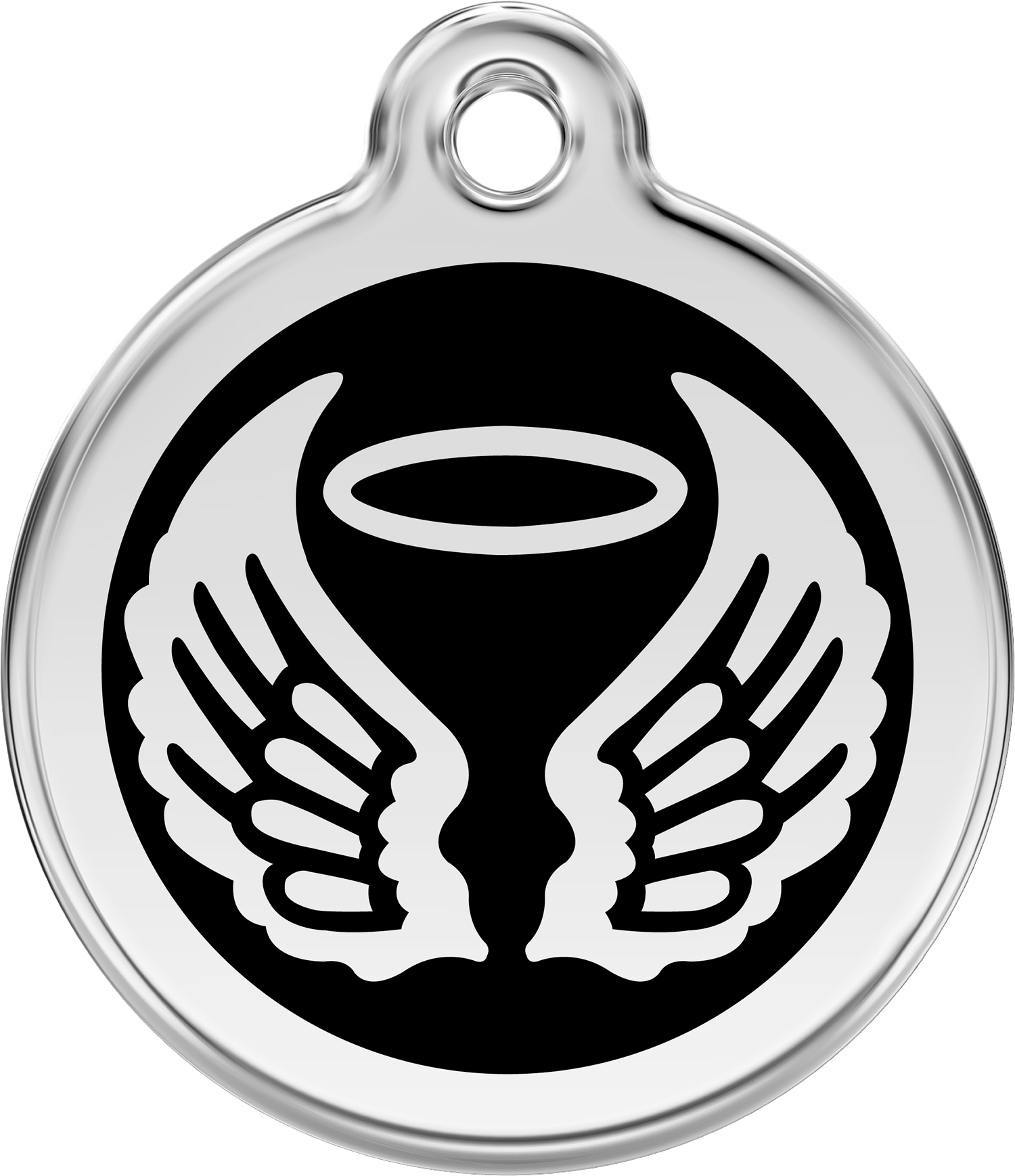 Pet Identification Tag Angel Wings - black
