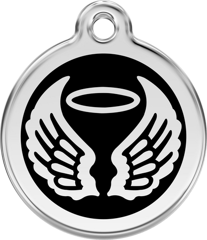 Pet Identification Tag Angel Wings - black